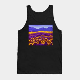Purple Aesthetic Sunflowers Impressionist Landscape Tank Top